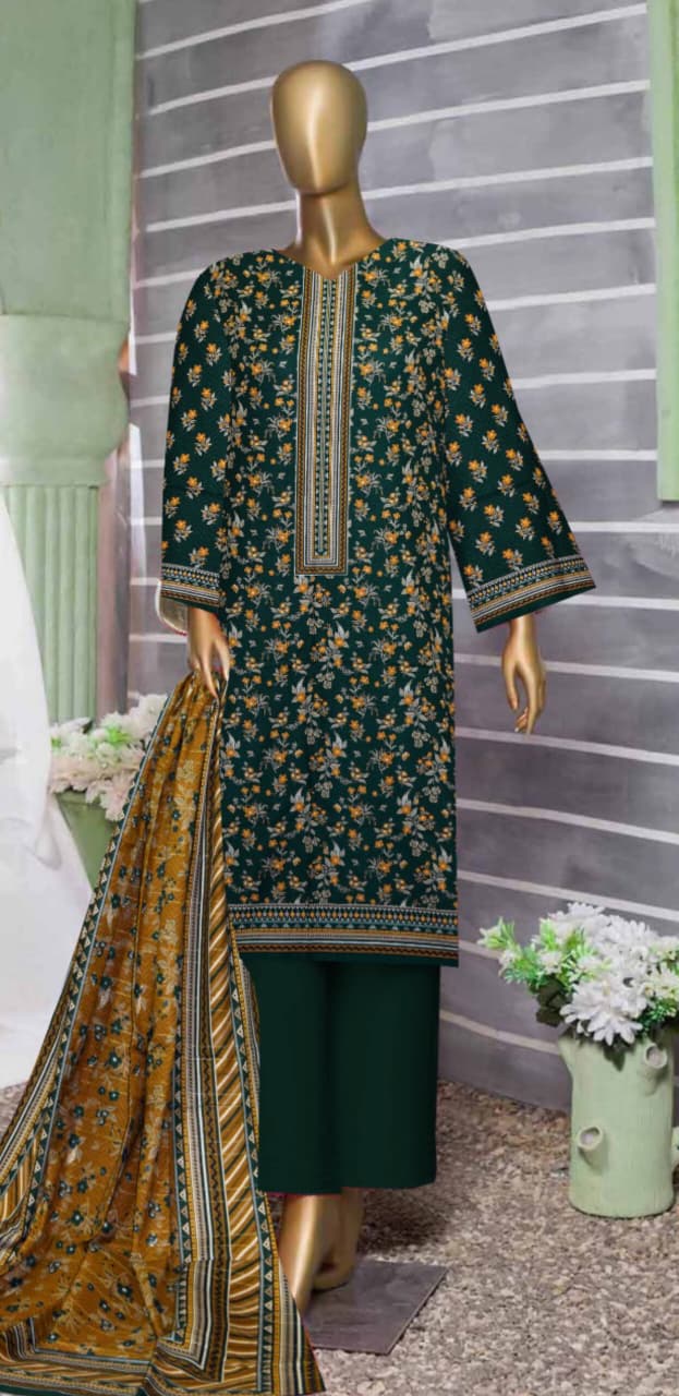3-piece Khaddar Printed suit