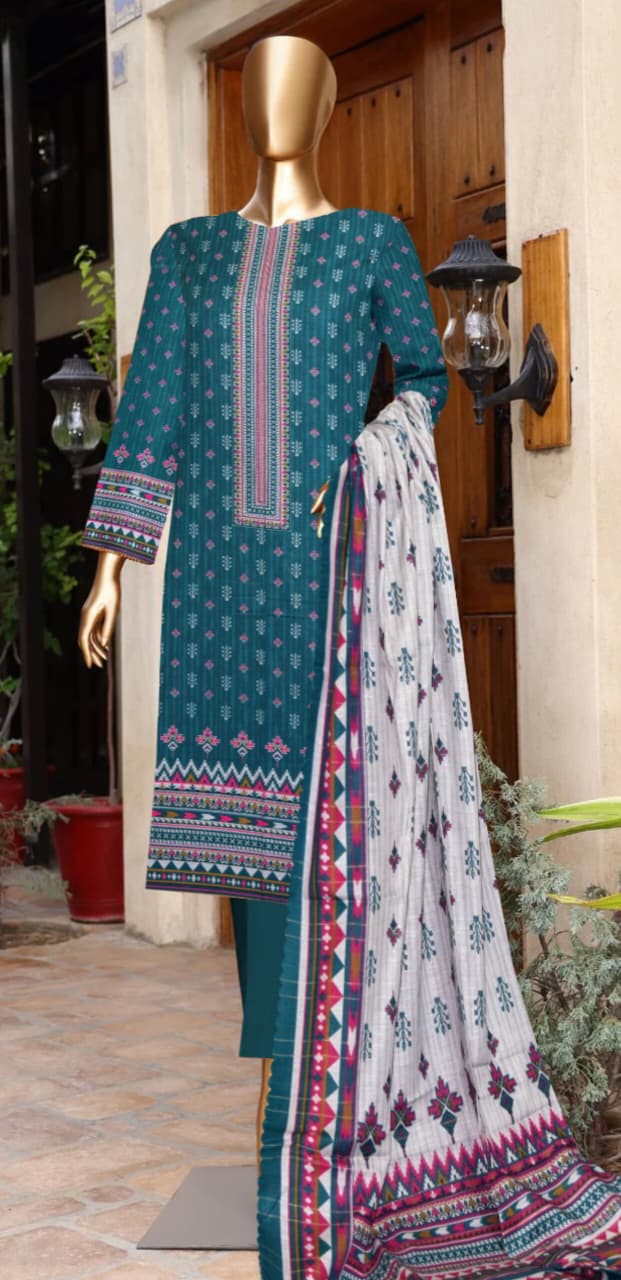 3-piece Khaddar Printed suit