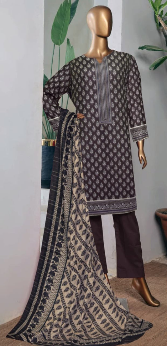 3-piece Khaddar Printed suit