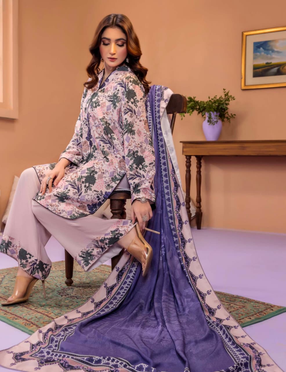 3-piece printed Karandi