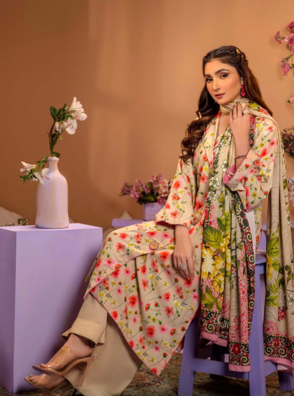 3-piece printed Karandi