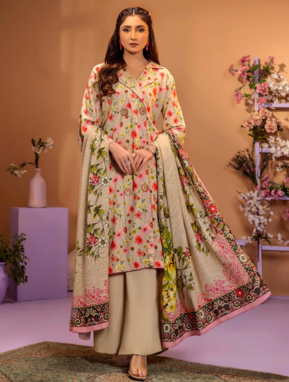3-piece printed Karandi
