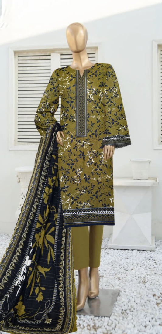 3-piece Khaddar Printed suit