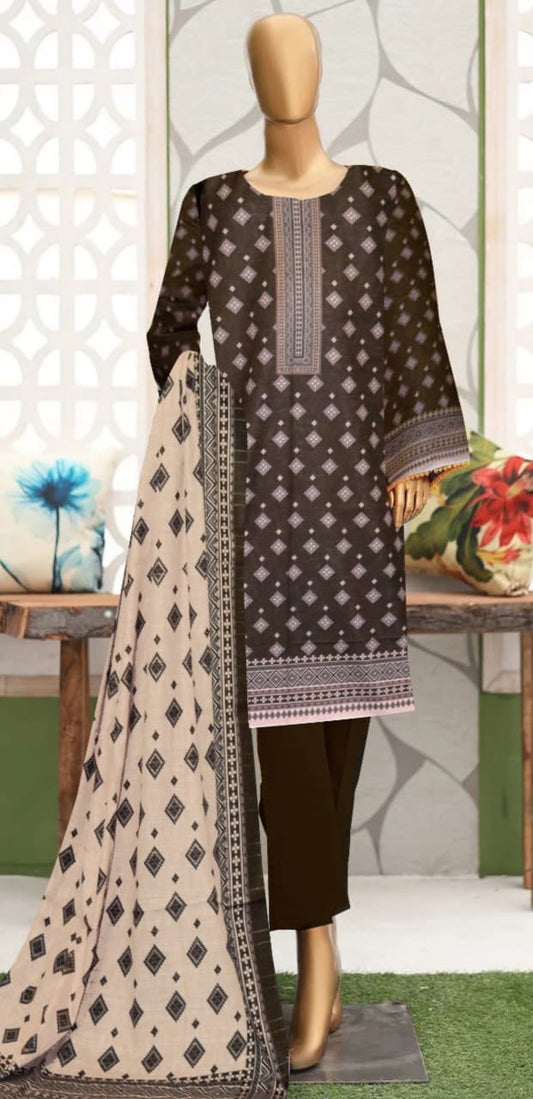 3-piece Khaddar Printed suit