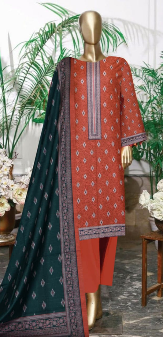 3-piece Khaddar Printed suit