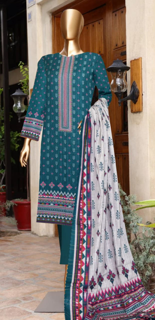 3-piece Khaddar Printed suit