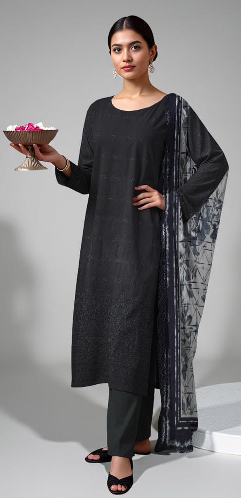 3-piece Khaddar Embroidered suit