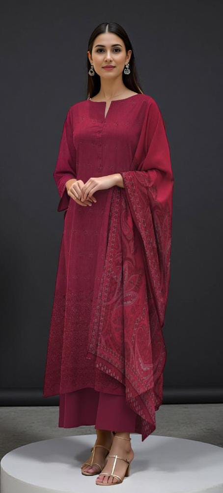 3-piece Khaddar Embroidered suit