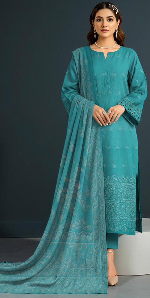 3-piece Khaddar Embroidered Suit