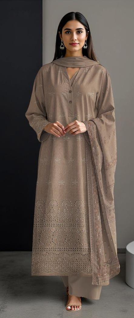 3-piece Khaddar Embroidered suit