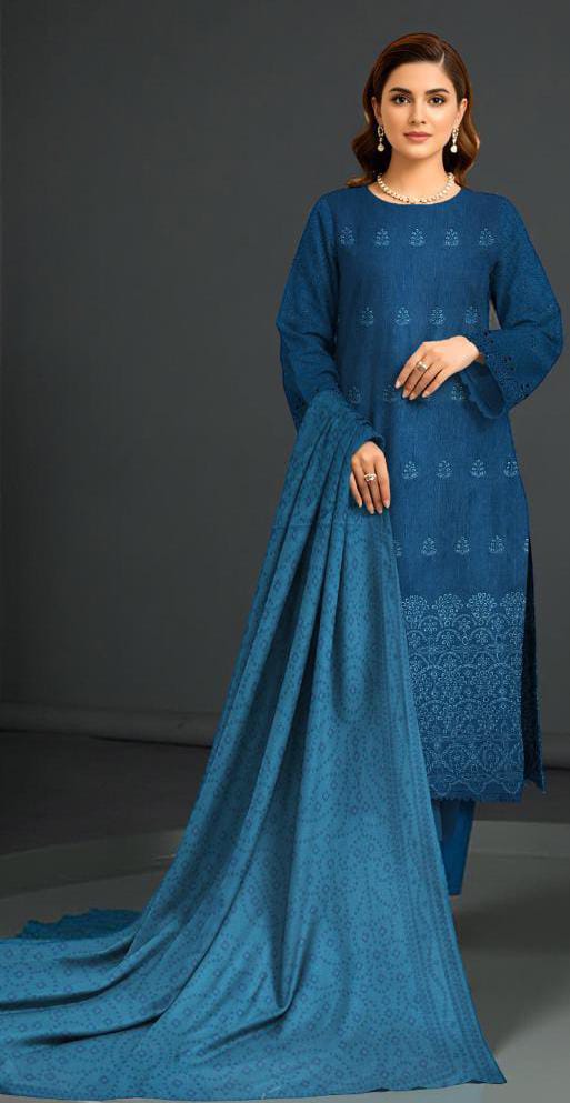 3-piece Khaddar Embroidered suit