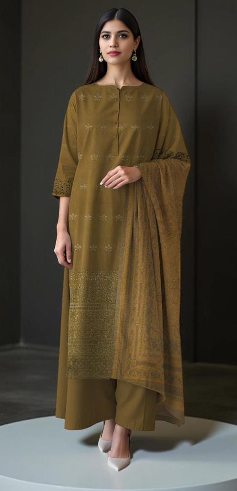 3-piece Khaddar Embroidered suit
