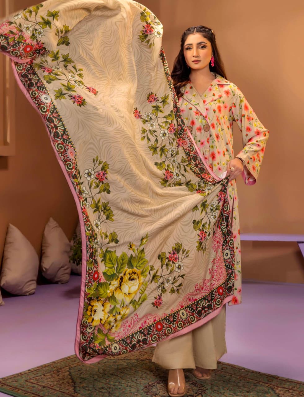 3-piece printed Karandi