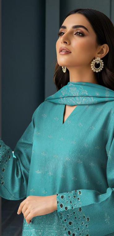 3-piece Khaddar Embroidered Suit